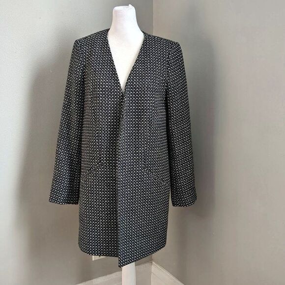 Halogen Knit Topper Jacket Open Front Tailored Black Dot Black Size Small - Picture 2 of 13